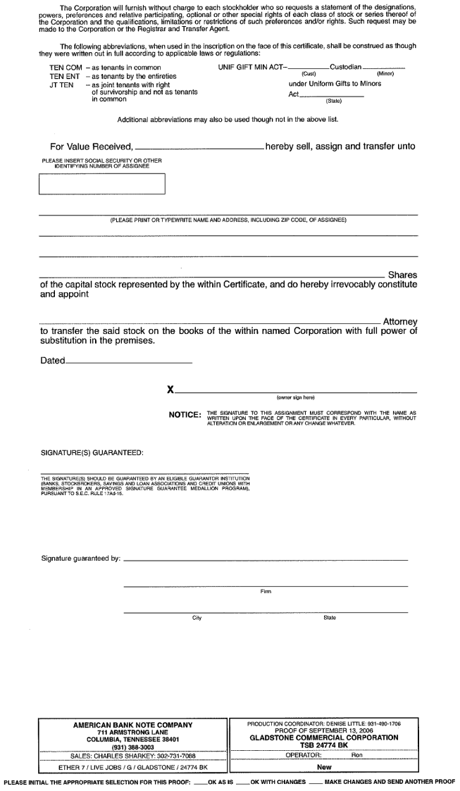 (STOCK CERTIFICATE BACK COVER)